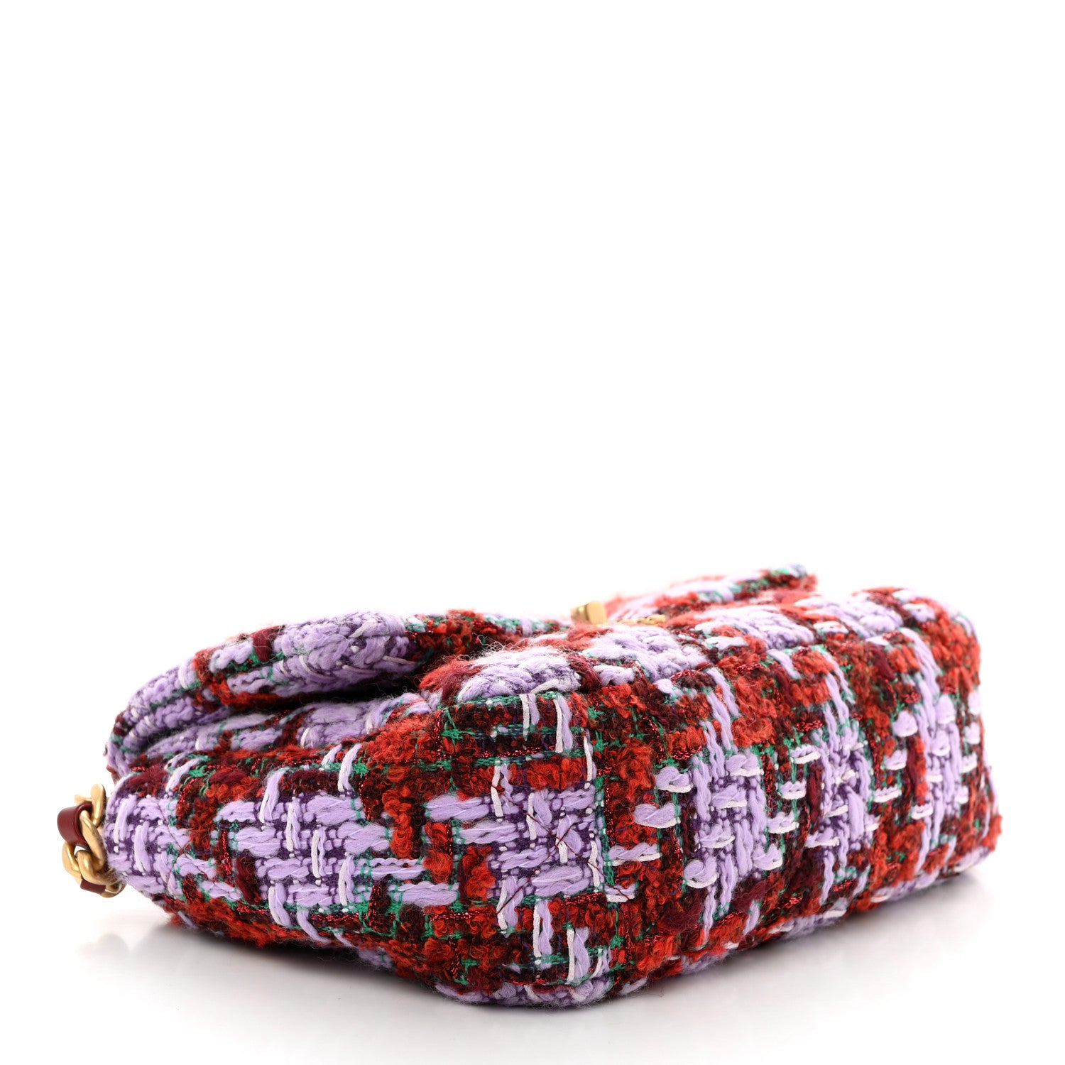 Chanel Tweed Quilted Medium Chanel 19 Flap Red Purple Green 4 of 10