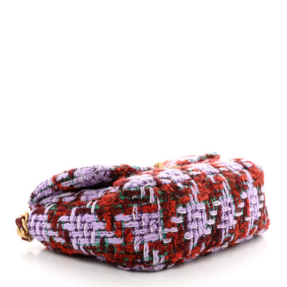 Chanel Tweed Quilted Medium Chanel 19 Flap Red Purple Green 4 of 10