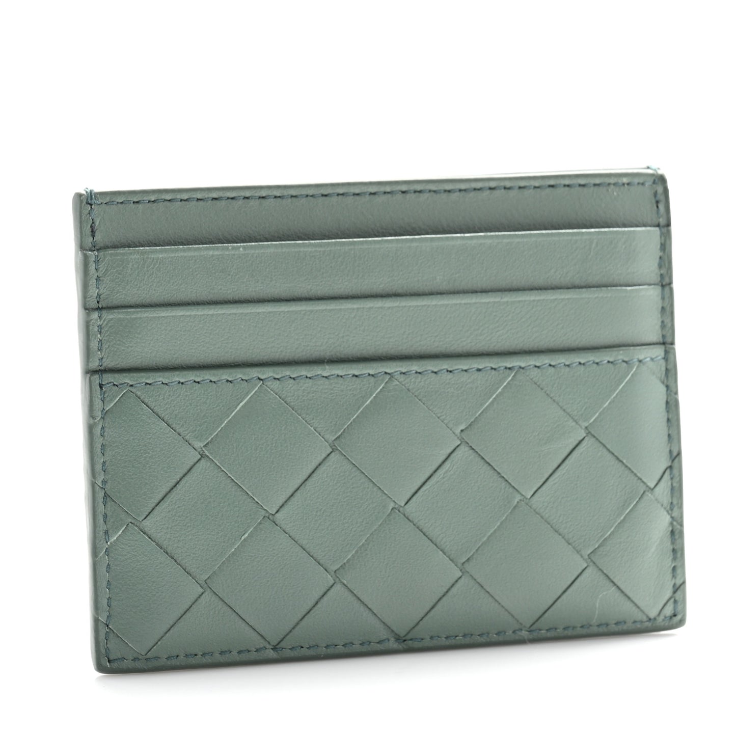 Nappa Intrecciato Card Holder Aloe