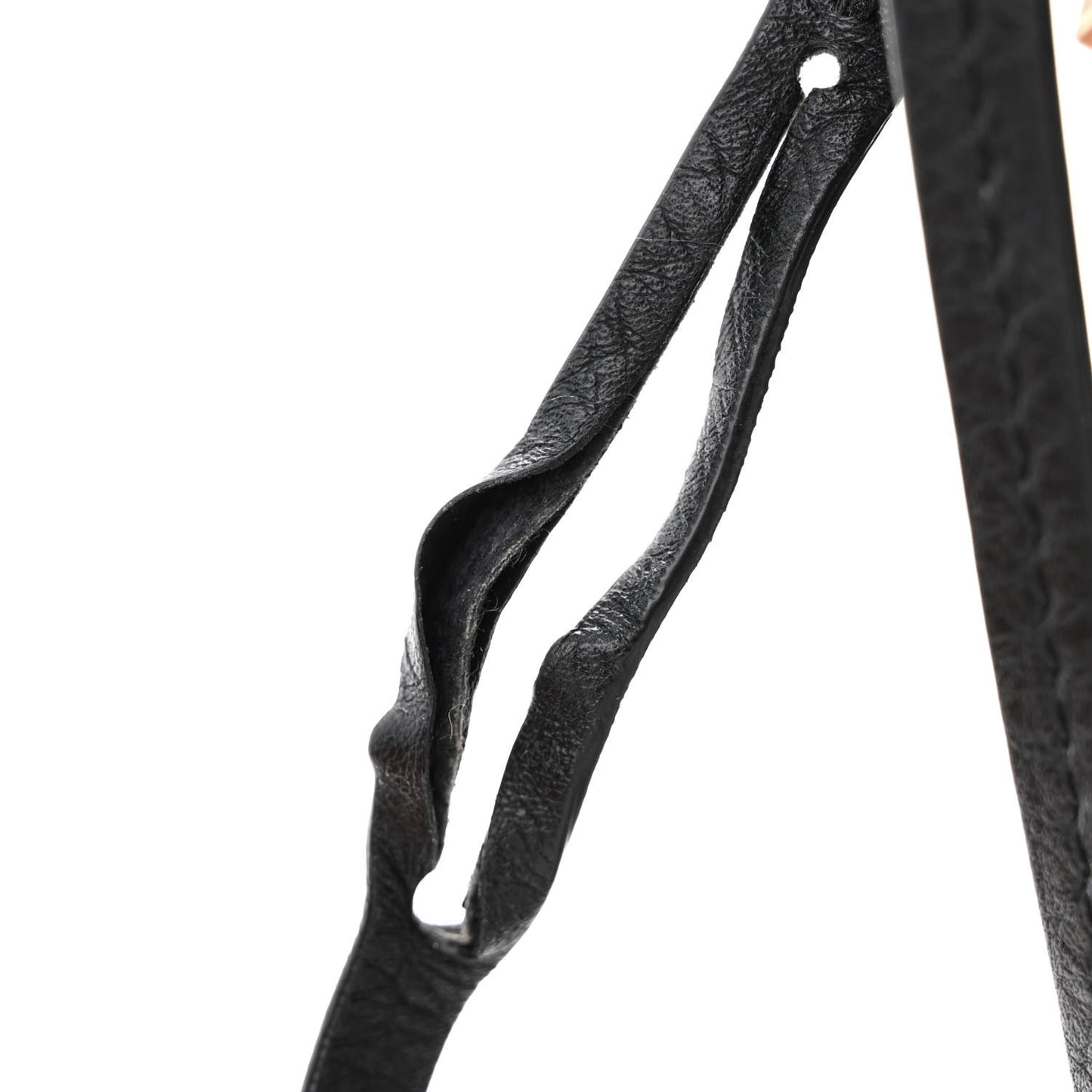 Grained Calfskin Rockstud Saddle Bag Black