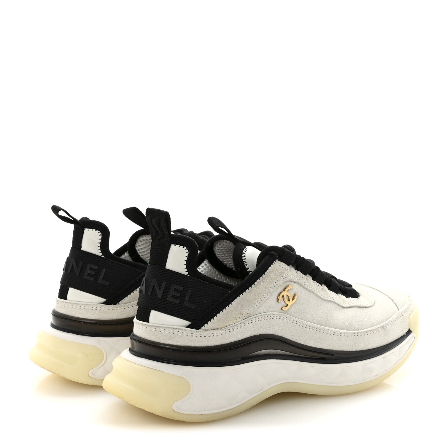 Chanel Suede Calfskin Nylon Grosgrain CC Sneakers 37 White 5 of 10