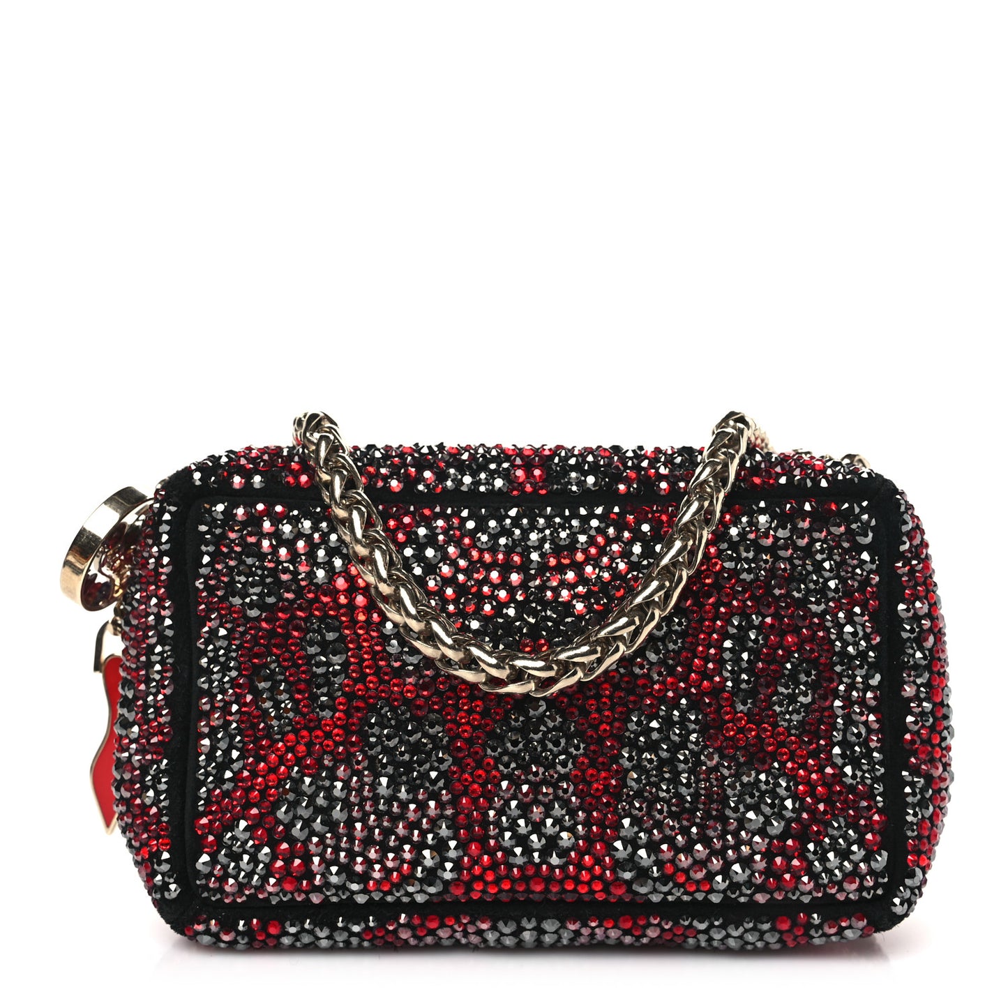 Piloutin Strass Leopard Clutch Red Gun Metal