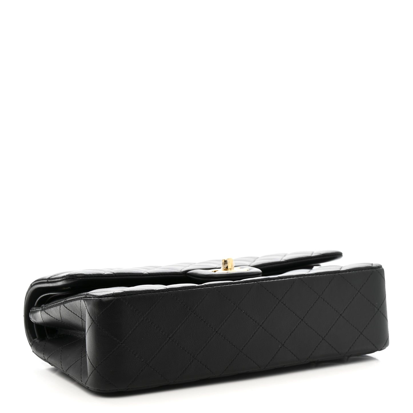 Lambskin Quilted Medium Double Flap Black
