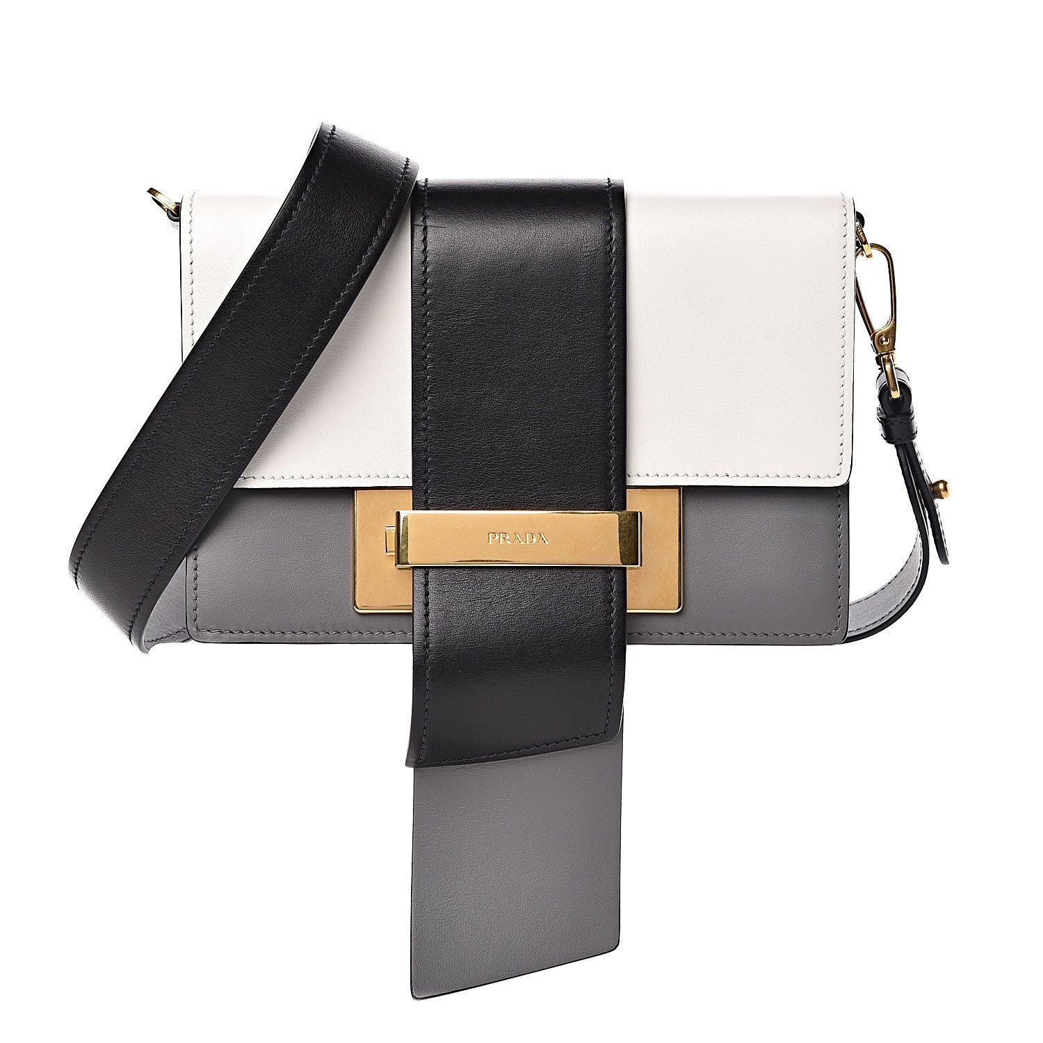 Prada City Calf Ribbon Bag Black Marmo Bianco 1 of 9