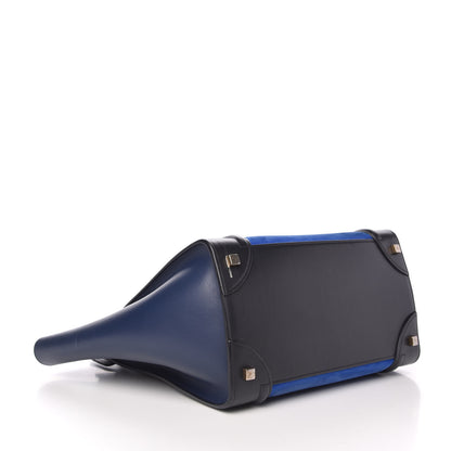 Celine Nubuck Smooth Calfskin Mini Tri-Color Luggage Bright Blue 4 of 9