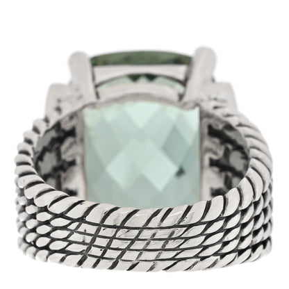 David Yurman Sterling Silver Diamond Prasiolite 20mm Wheaton Ring 58 8.25 3 of 4