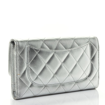 Chanel Metallic Lambskin Quilted Long Flap Wallet Silver 2 of 4