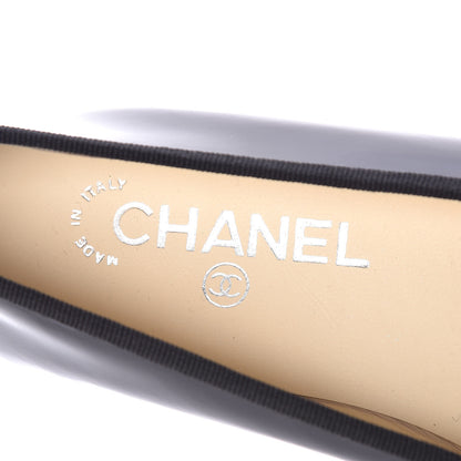 Chanel Patent CC Cap Toe Ballerina Flats 36.5 Black Beige 7 of 8