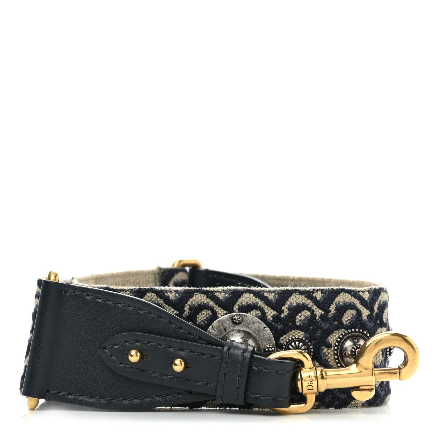 Christian Dior Oblique Studded Shoulder Strap Blue 1 of 5