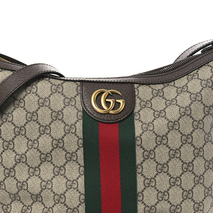 Gucci GG Supreme Monogram Textured Dollar Calfskin Web Small Ophidia Half Moon Hobo Beige Ebony New Acero 8 of 10