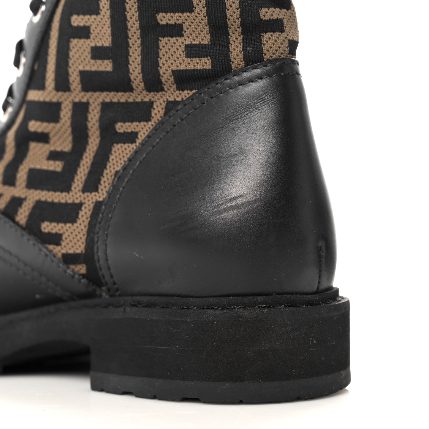 Calfskin Stretch Fabric FF Rockoko Biker Boots 41 Black Tobacco