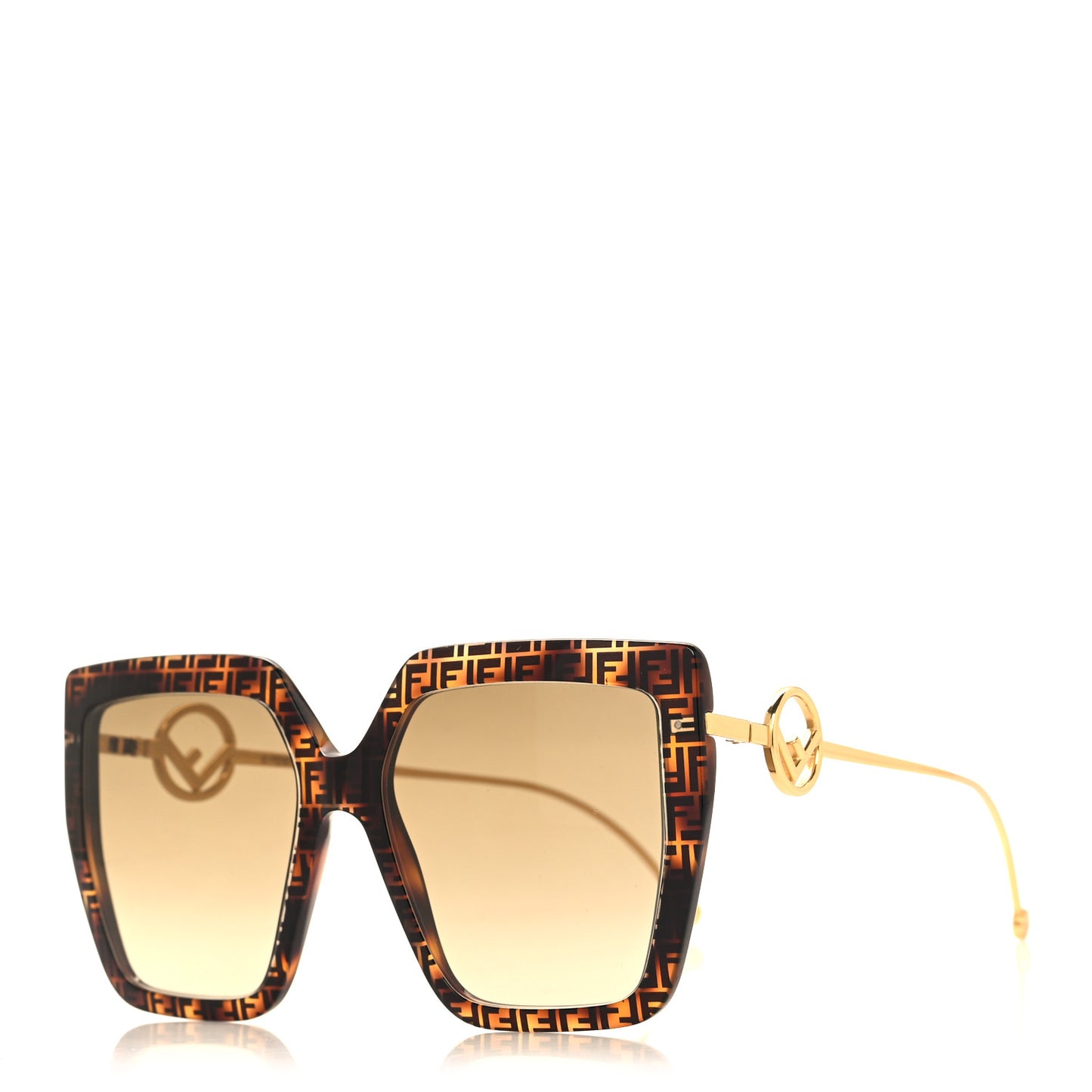 Acetate Metal F is Fendi FF Butterfly Sunglasses FF 0410/S Havana
