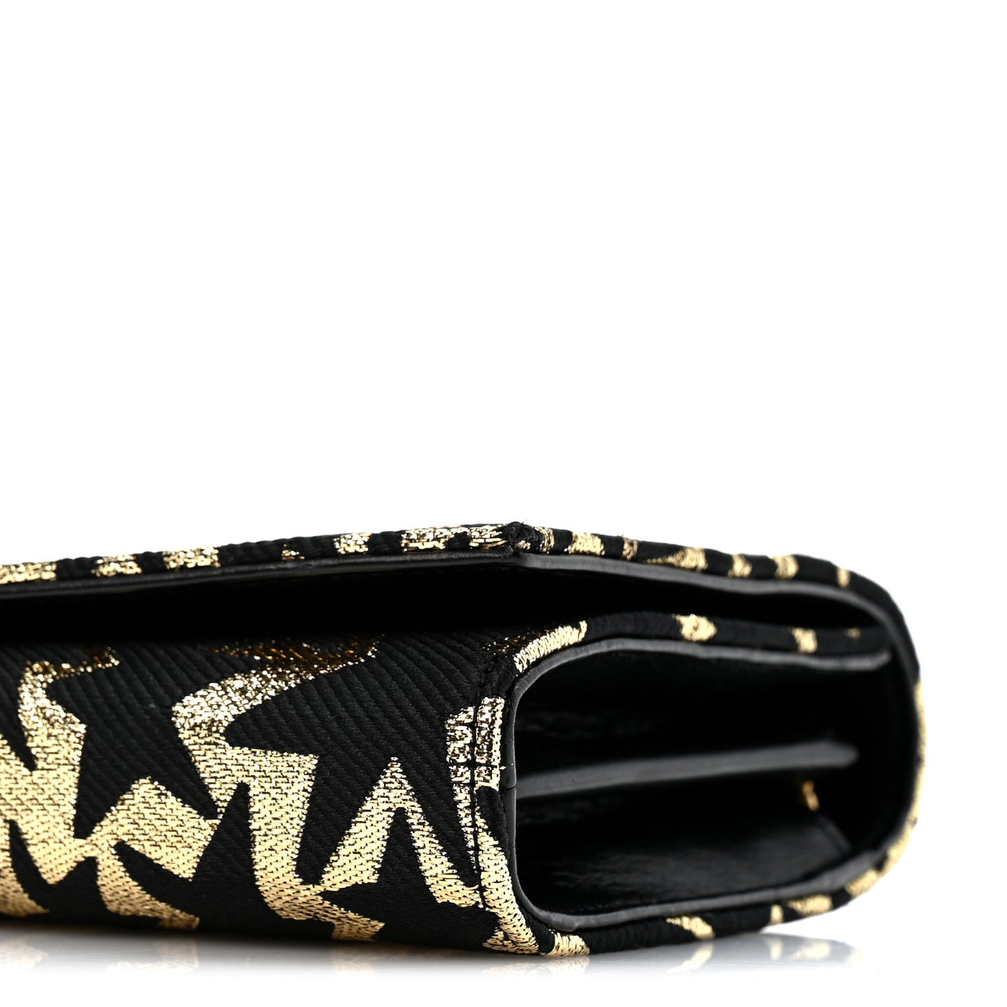 Canvas Star Print Monogram Chain Wallet Gold Black
