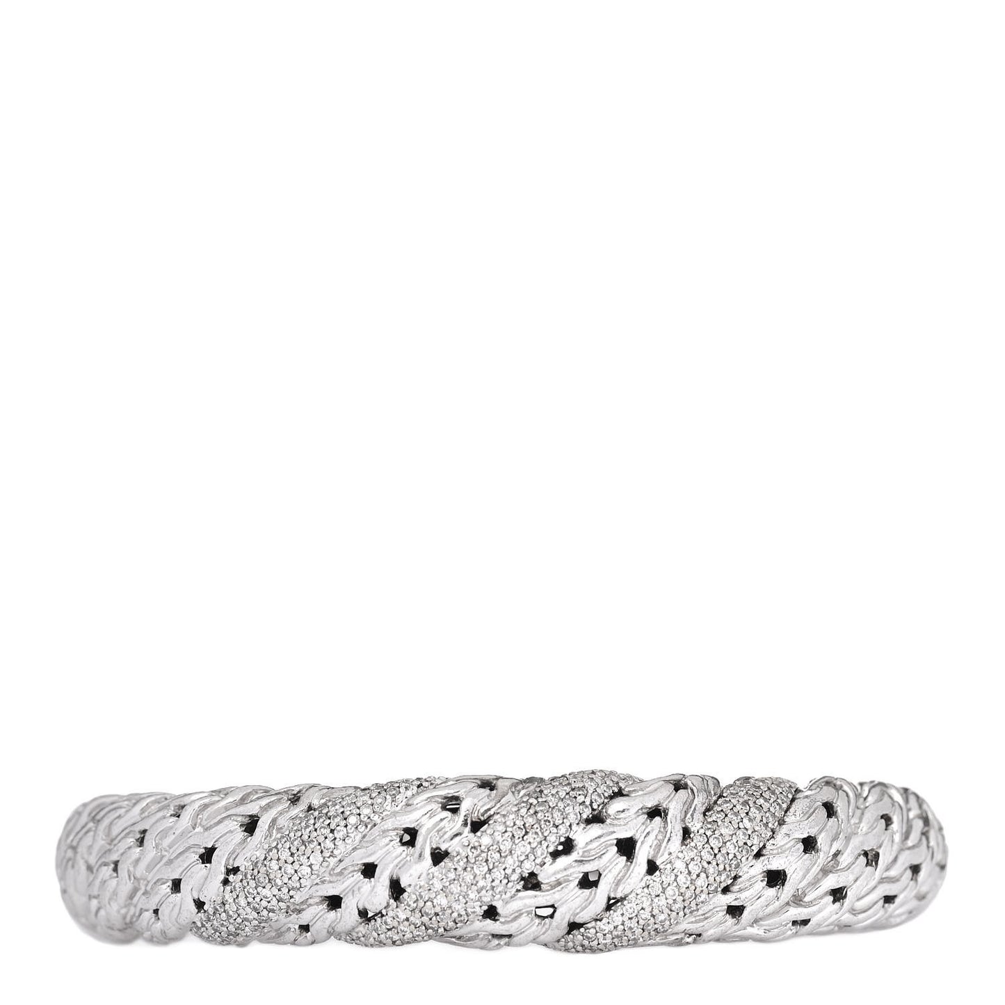 Sterling Silver Diamond Classic Chain Cuff Bracelet