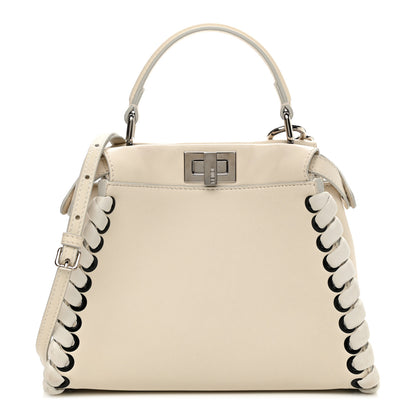 Fendi Nappa Lace Up Mini Peekaboo Iconic Satchel Bianco Carta 1 of 9