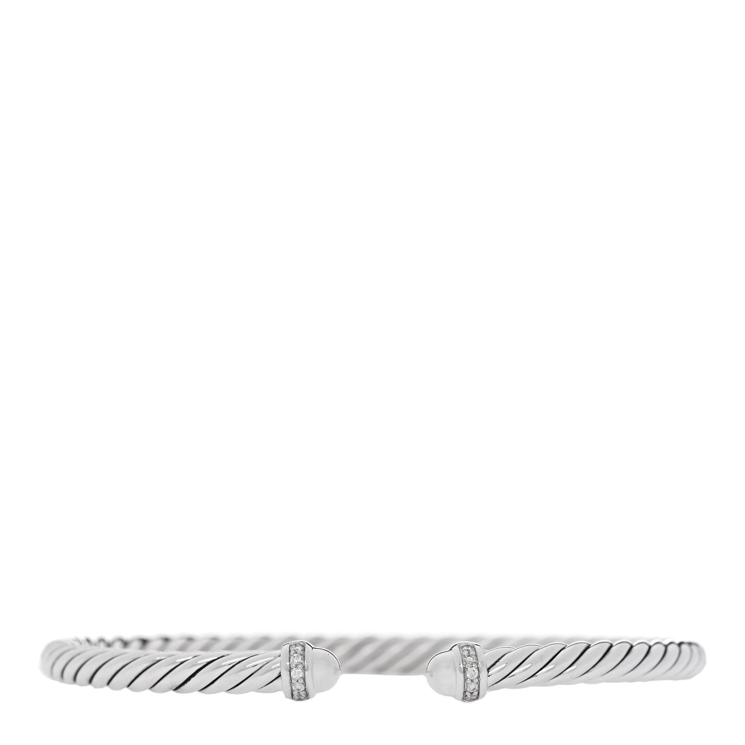 David Yurman Sterling Silver Diamond 4mm Cable Flex Bracelet 1 of 4