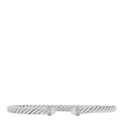 David Yurman Sterling Silver Diamond 4mm Cable Flex Bracelet 1 of 4
