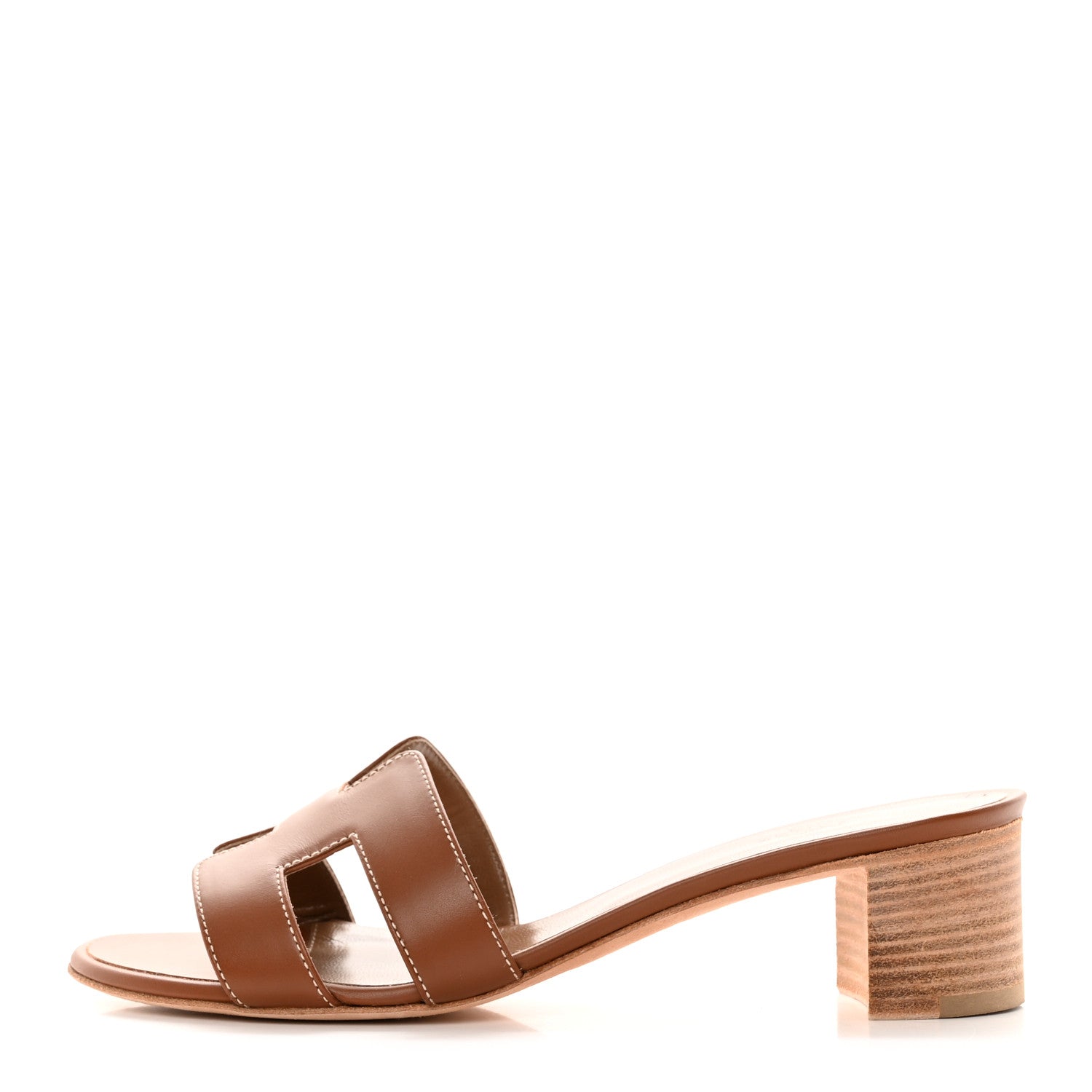 Hermes Calfskin Oasis Sandals 37.5 Gold 1 of 14