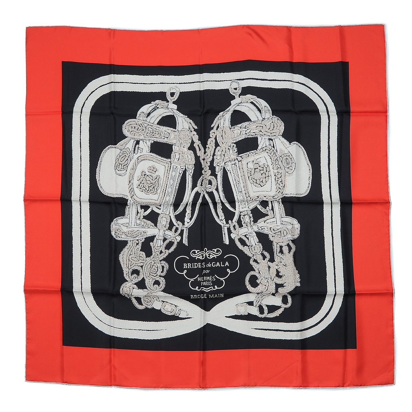 Silk Brides De Gala Scarf 90 Rouge Vif Black Creme