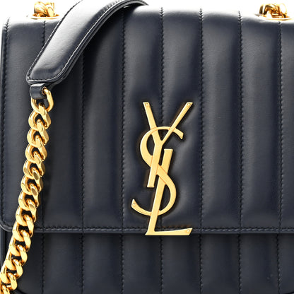 Saint Laurent Lambskin Matelasse Monogram Medium Vicky Chain Bag Blue 8 of 12