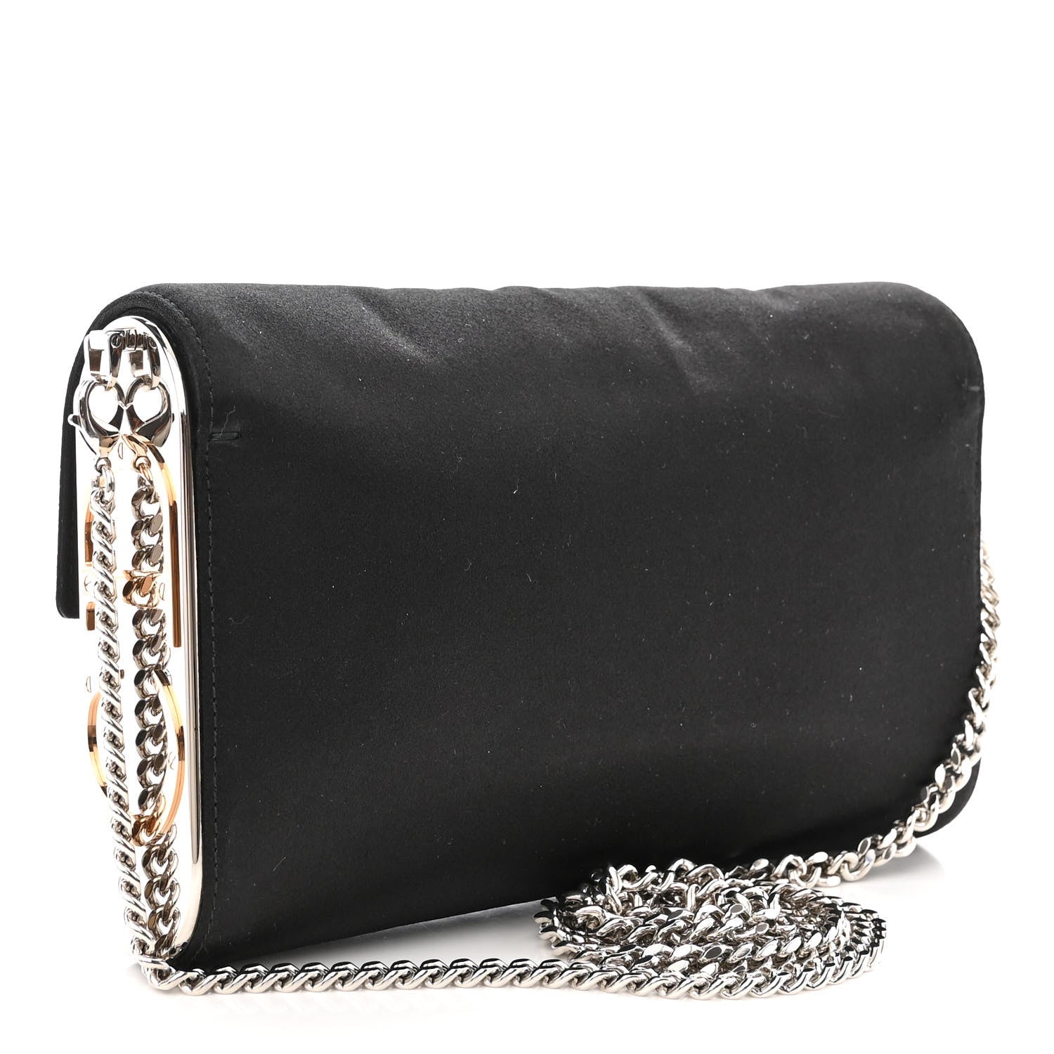 Christian Dior Satin CD Box Clutch with Chain Black 3 of 12