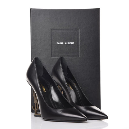 Saint Laurent Calfskin Opyum 100 Pumps 37 Black Gold 9 of 9