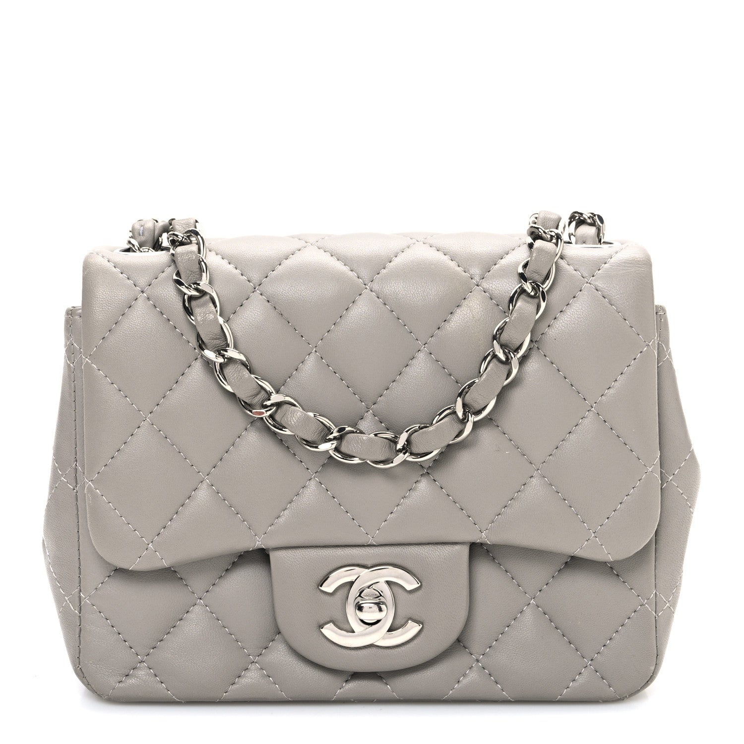 Chanel Lambskin Quilted Mini Square Flap Grey 1 of 10