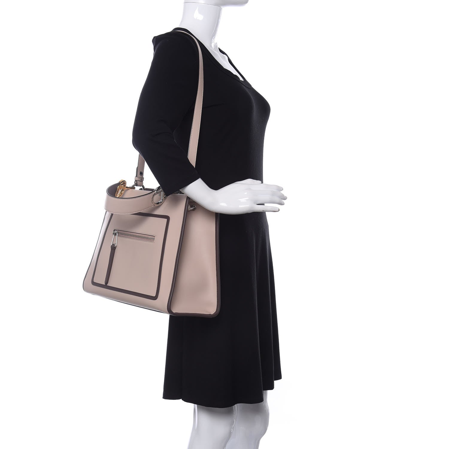 Fendi Vitello Century Opaco F is Fendi Bi-Color Regular Runaway Satchel Soap Moresco 2 of 10