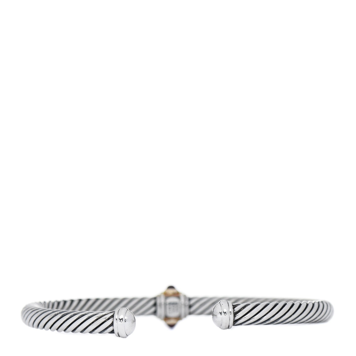 Sterling Silver 14K Yellow Gold Citrine Rhodolite Garnet 5mm Cable Renaissance Station Bracelet