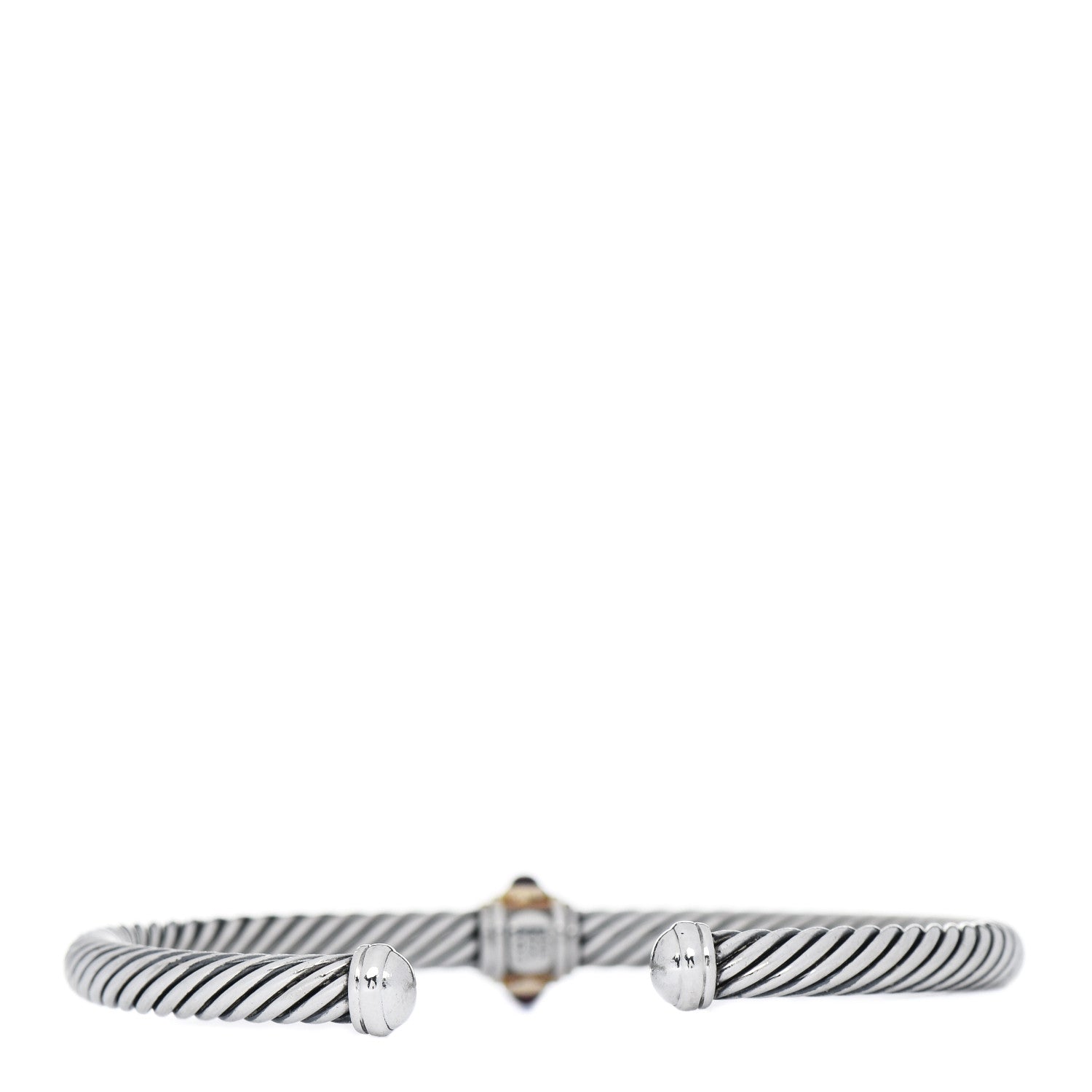 David Yurman Sterling Silver 14K Yellow Gold Citrine Rhodolite Garnet 5mm Cable Renaissance Station Bracelet 3 of 4