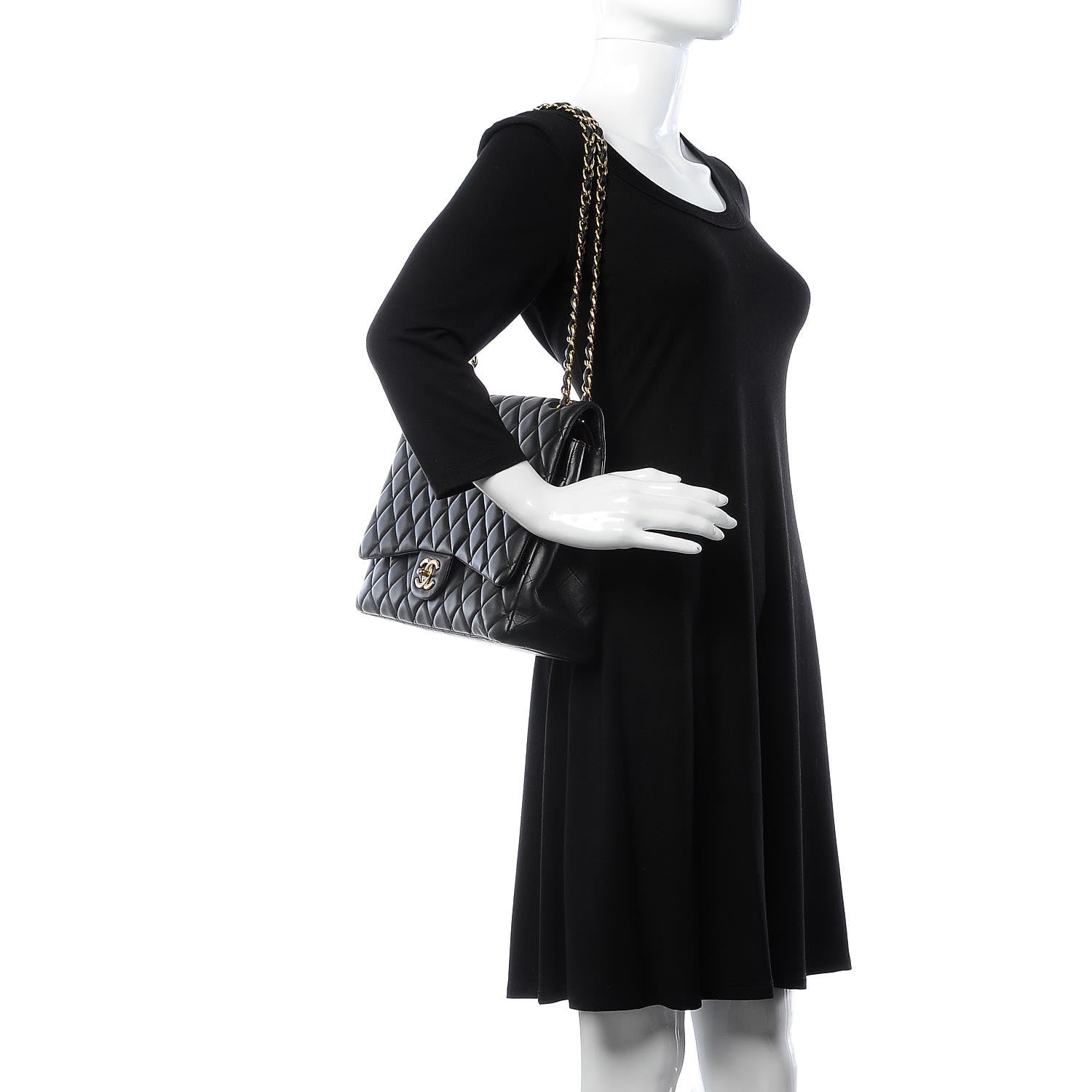 Chanel Lambskin Quilted Maxi Double Flap Black 4 of 19