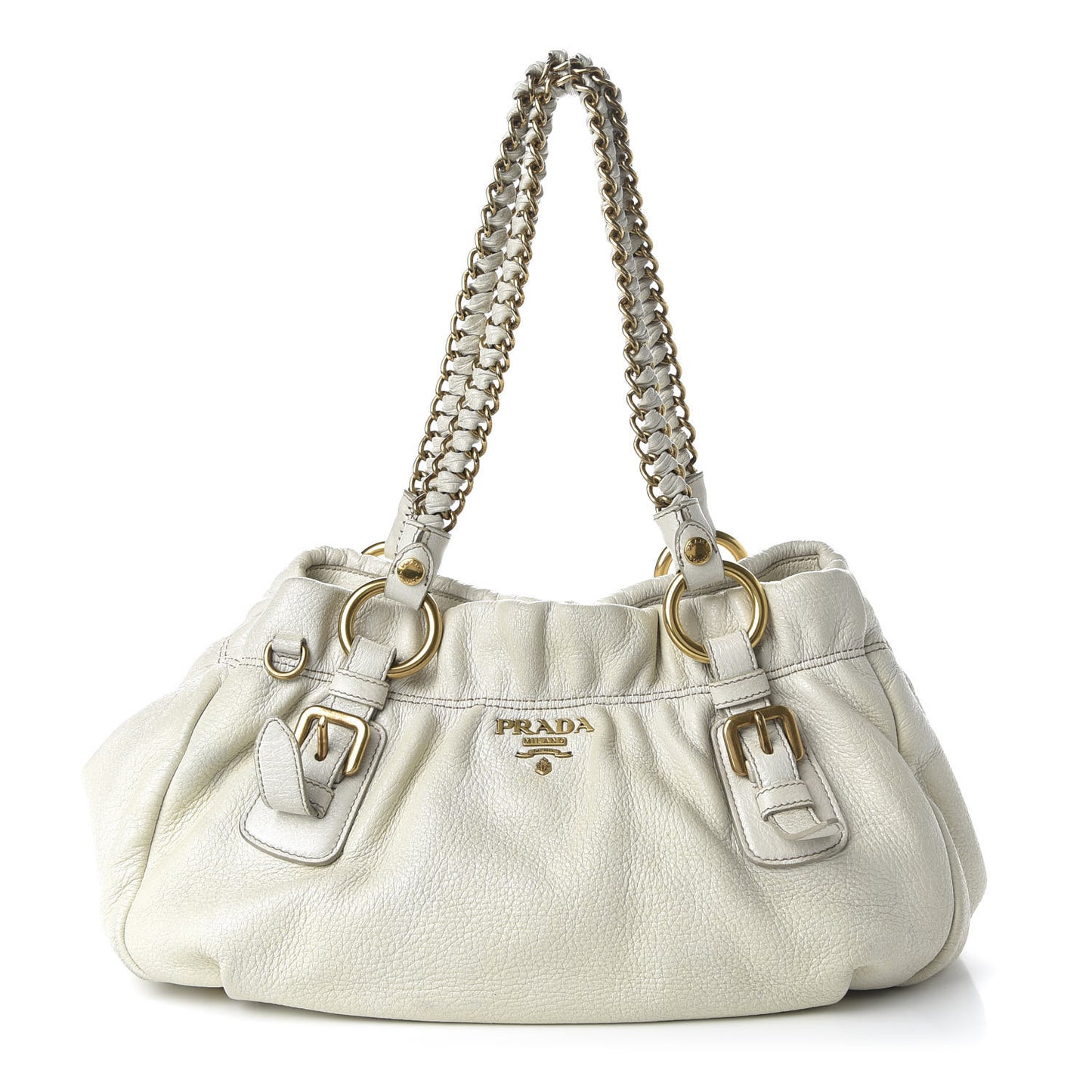 Vitello Daino Shoulder Bag White