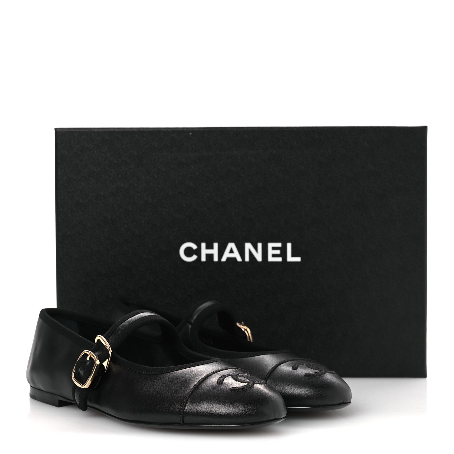 Chanel Lambskin Mary Jane Flats 37 Black 11 of 11