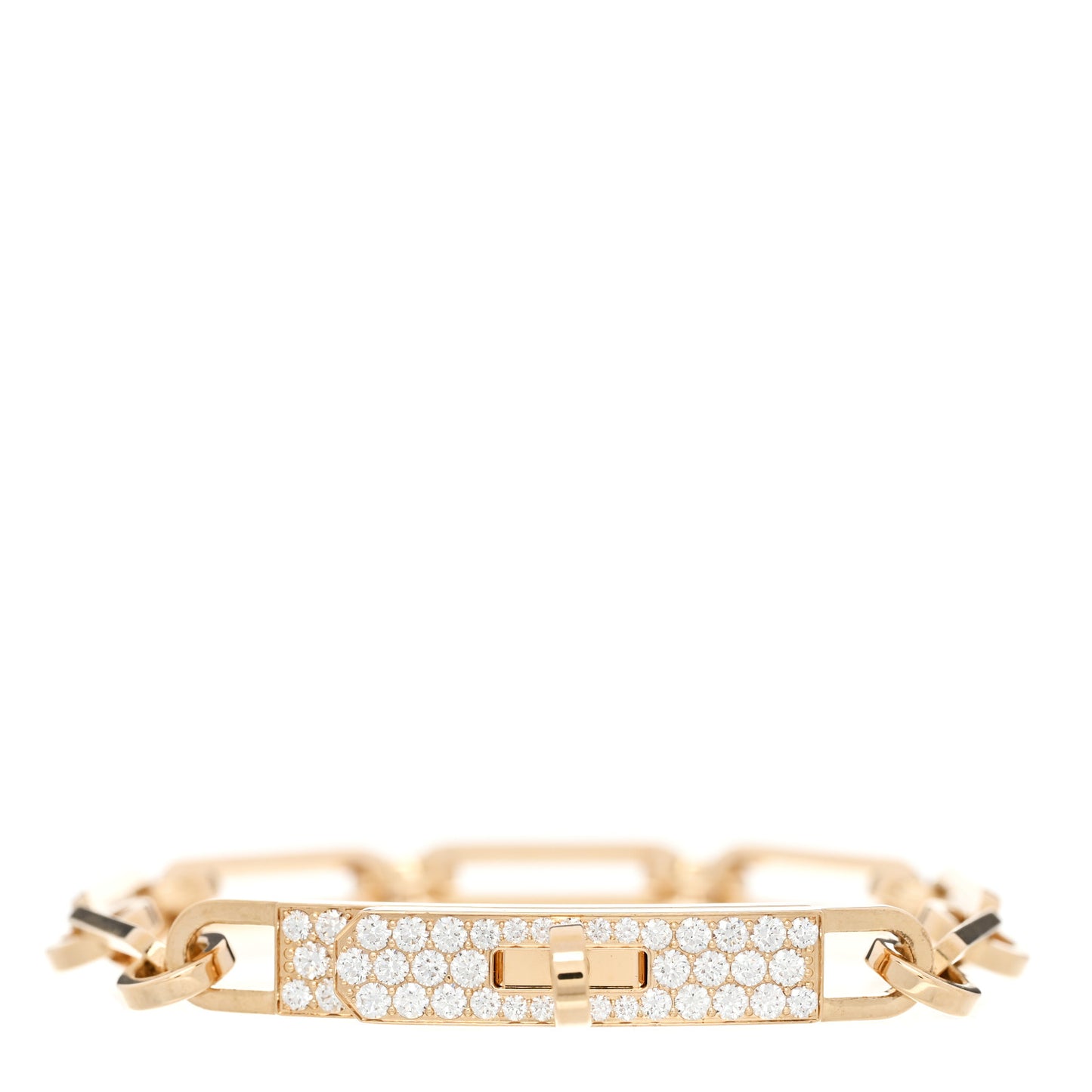 18K Yellow Gold Diamond Pave PM Kelly Chaine Bracelet SH