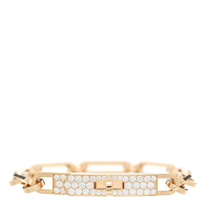 Hermes 18K Yellow Gold Diamond Pave PM Kelly Chaine Bracelet SH 1 of 3