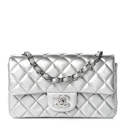 Chanel Metallic Lambskin Quilted Mini Rectangular Flap Silver 1 of 11