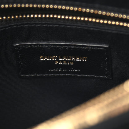 Saint Laurent Grain de Poudre Calfskin Y Quilted Monogram Medium Loulou Chain Satchel Black 6 of 9
