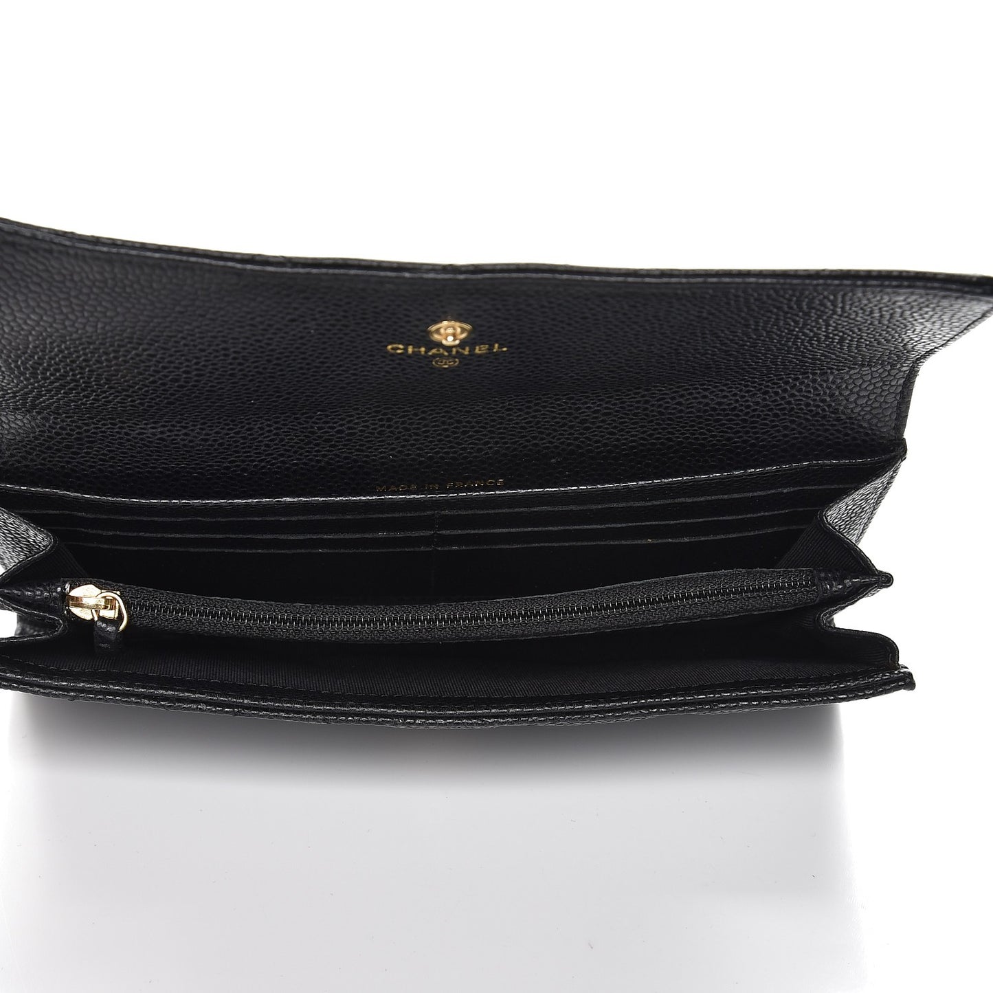 Caviar Quilted Large Gusset Flap Wallet Black