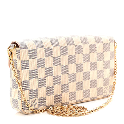 Louis Vuitton Damier Azur Pochette Felicie Chain Wallet Rose Ballerine 4 of 13