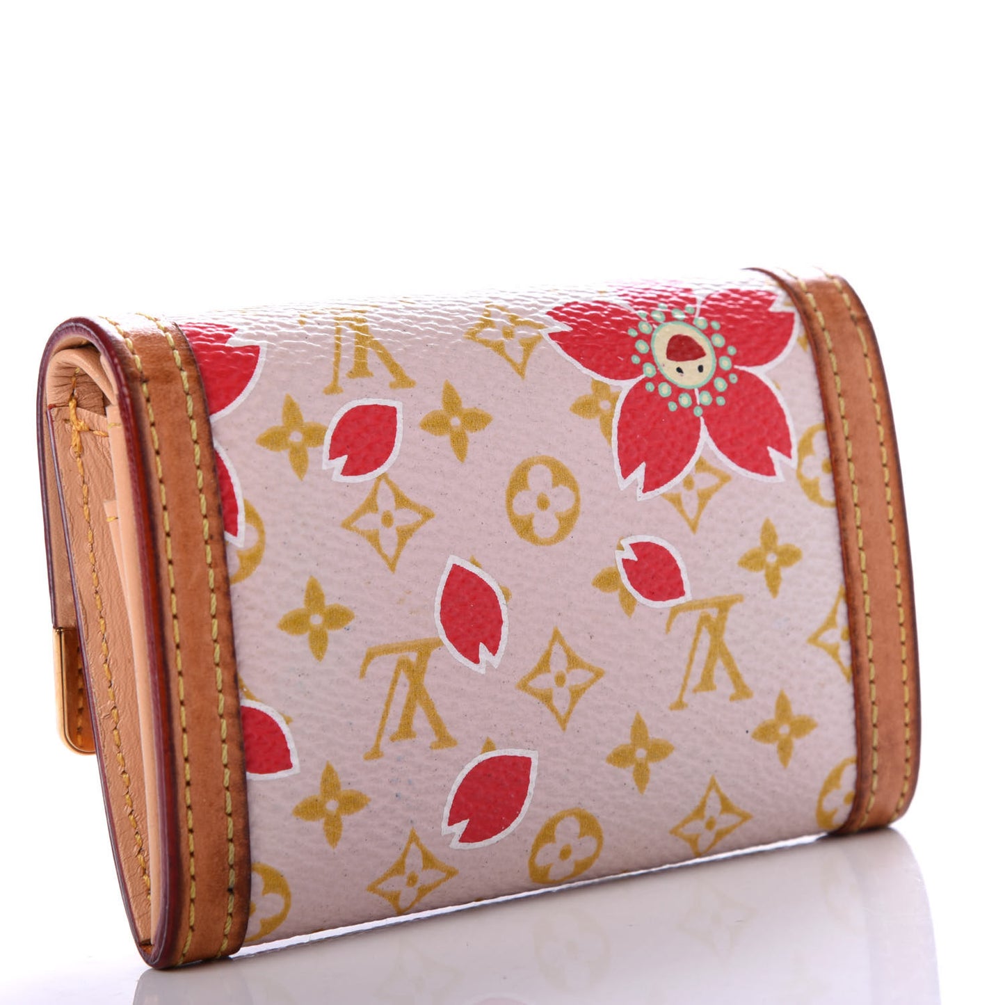 Monogram Cherry Blossom Porte-Monnaie Plat Coin Purse Red
