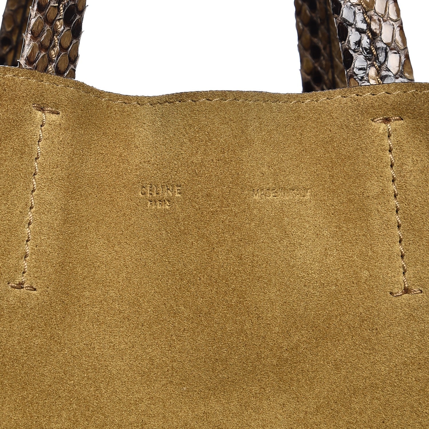 Celine Python Suede Vertical Bi-Cabas Khaki 9 of 11
