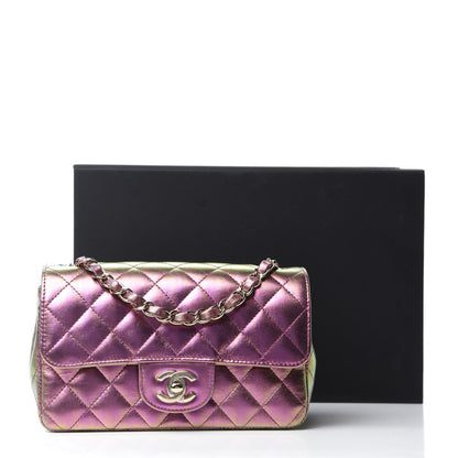 Chanel Iridescent Lambskin Quilted Mini Rectangular Flap Purple 11 of 11