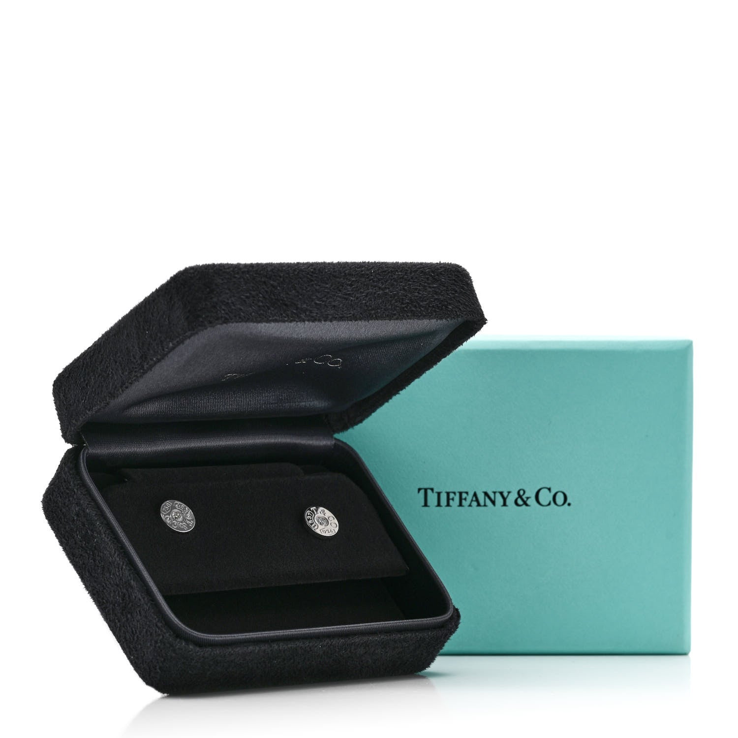 Tiffany 18K White Gold Diamond 1837 Circle Earrings 5 of 5