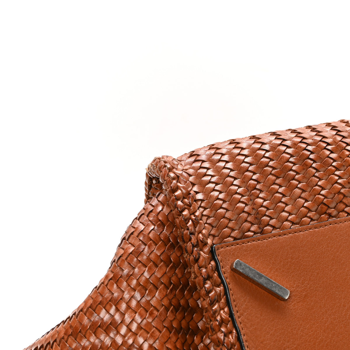Calfskin Woven Medium Hammock Shoulder Bag Tan