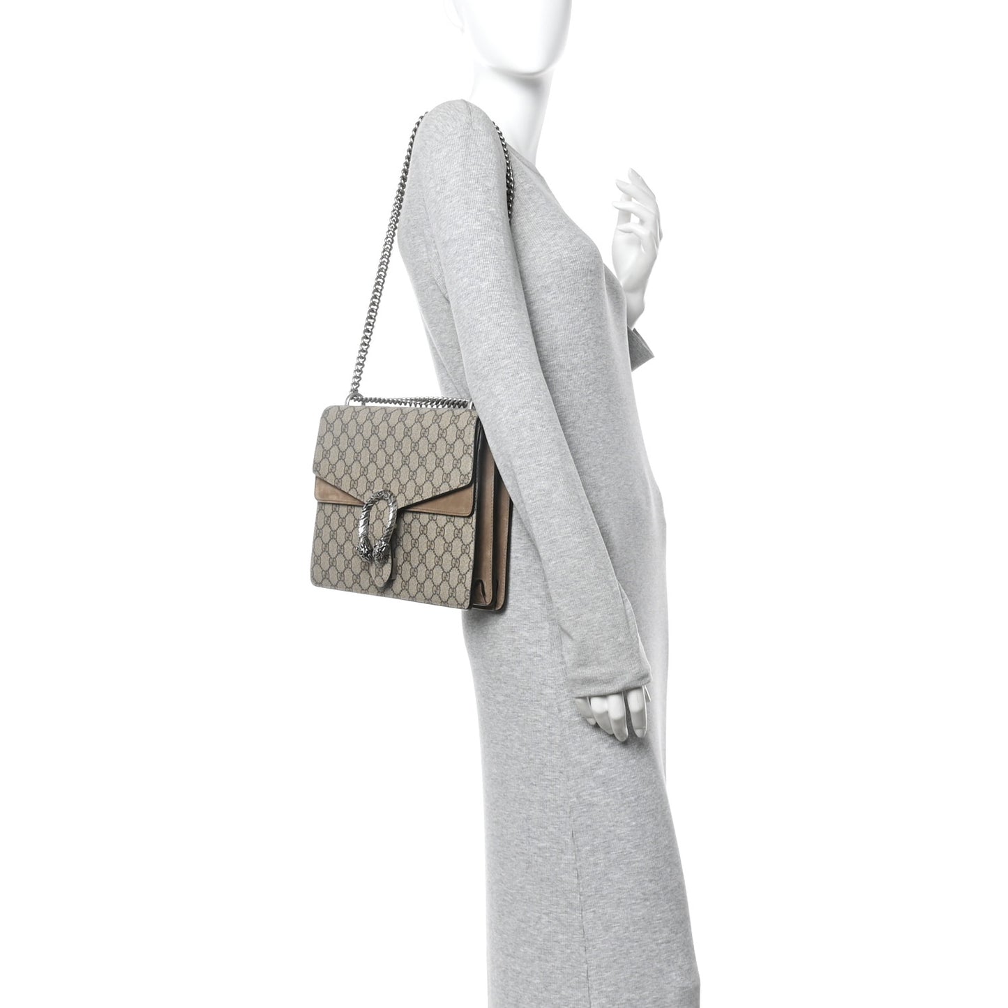 GG Supreme Monogram Medium Dionysus Shoulder Bag Taupe