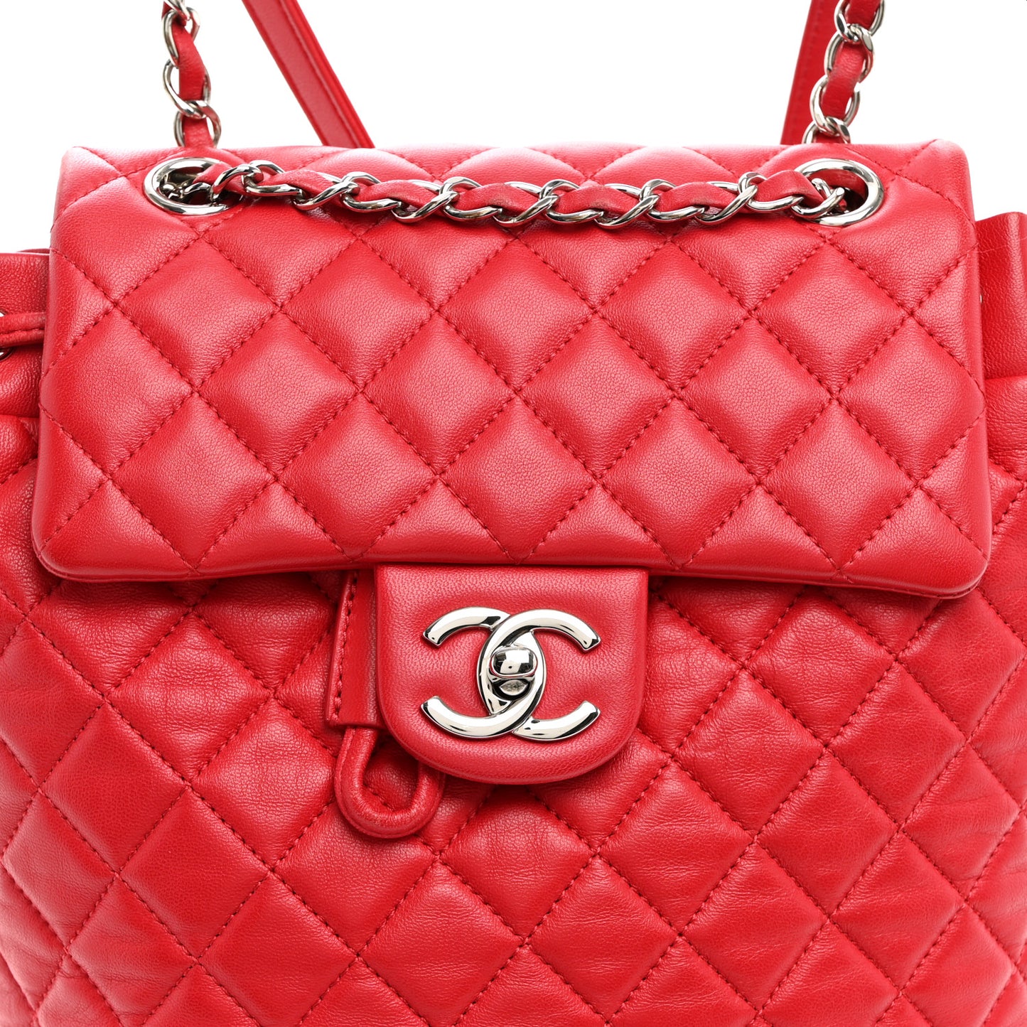 Lambskin Quilted Small Urban Spirit Backpack Red