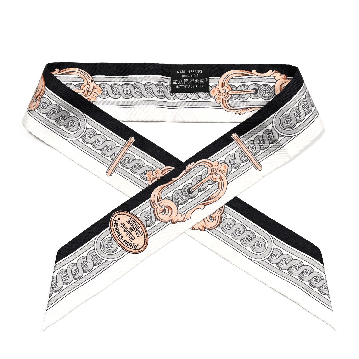 Hermes Silk Bride De Cour Twilly Black White Or Rose 1 of 4