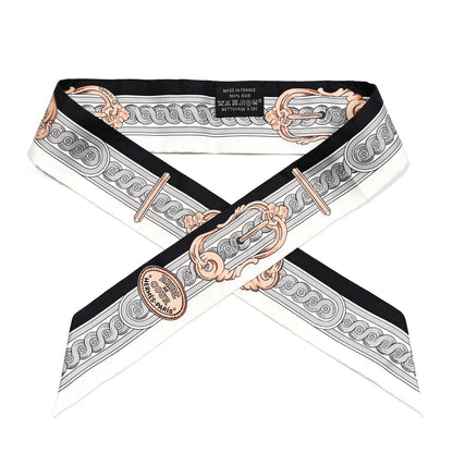 Hermes Silk Bride De Cour Twilly Black White Or Rose 1 of 4