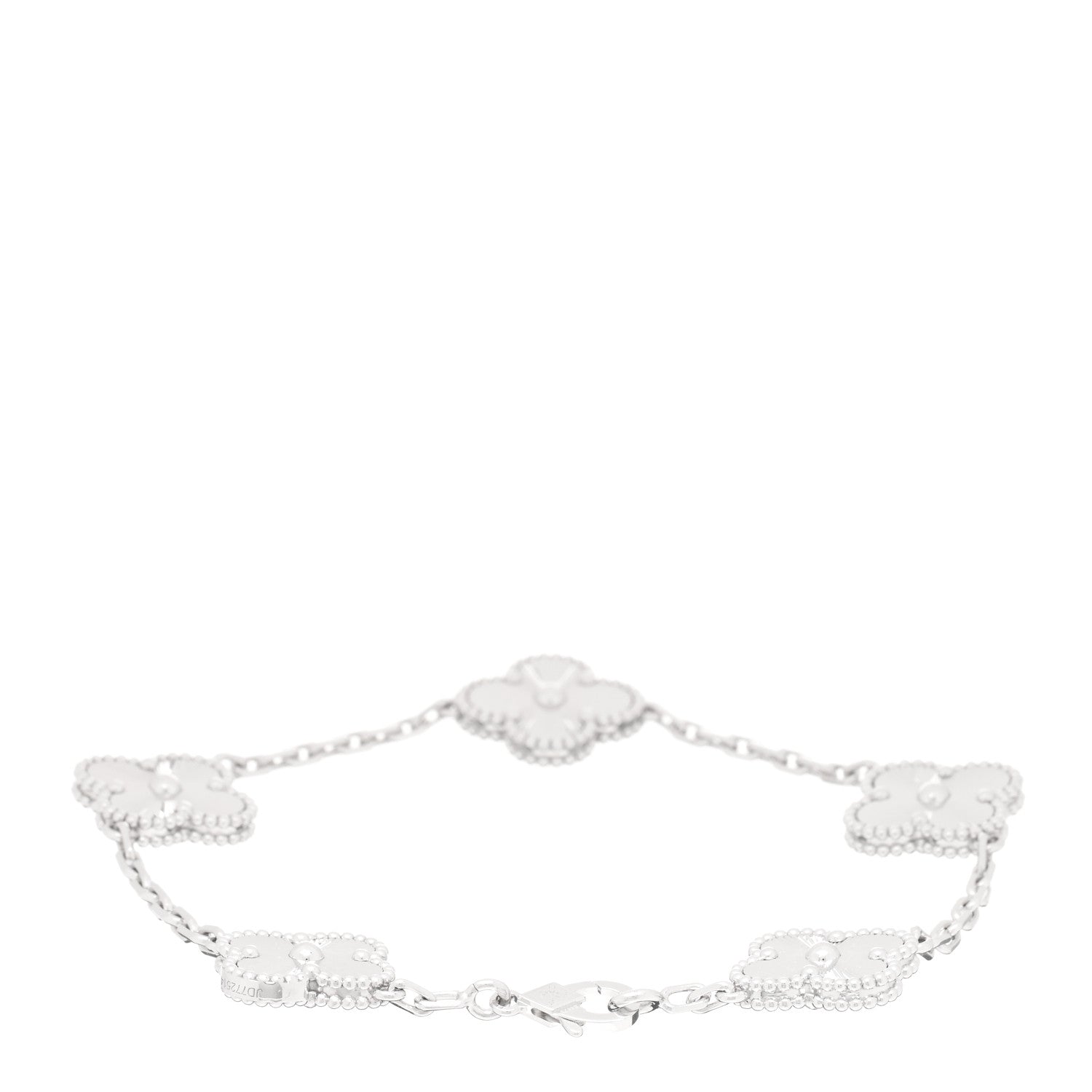 Van Cleef & Arpels 18K White Gold 5 Motifs Guilloche Vintage Alhambra Bracelet 2 of 4
