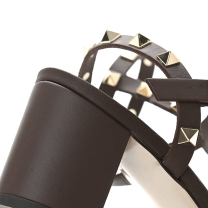 Valentino Garavani Calfskin Rockstud 60mm City Sandals 37 Dark Brown 10 of 11